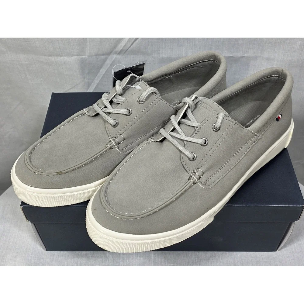 Tommy Hilfiger Gervis Men's Grey Boat Shoe Low Top‎ Lace Up Memory Foam Size 9M